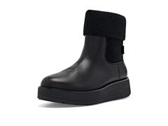 フィットフロップ レディース シューズ ブーツ・レインブーツ レザー ニット Fitflop GenFF Roam Knit Collar Leather Boots Black ブラック