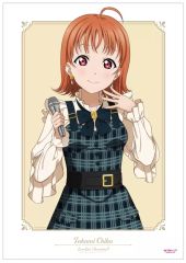 중고 ポスター 描き下ろし チェック 원피스 衣装ver. A3マット加工ポスター 高海千歌 「ラブライブ!サンシャイン!!」