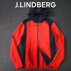 【値下げ交渉受付中】J.LINDEBERG ダンボールニット ゴルフ ジップ ブルゾンジャケット パーカー ブリッジロゴ S M相当 バイカラー 切替デザイン ジェイリンドバーグ メンズ
