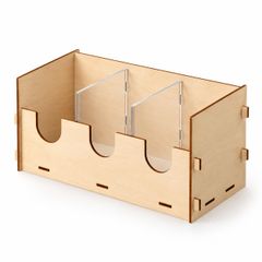 サニタリー収納ボックス 木製 ナプキン収納 3仕切り 透明アクリル仕切り 約36×16×18.5cm