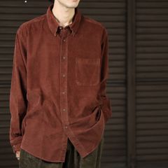 oversized fine wale corduroy button-down shirt in rust brown 90s 00s オーバーサイズ ボタンダウン コーデュロイ 長袖シャツ XL ブラウン 茶系