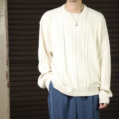 oversized vertical rib cotton knit in ecru tone エクリュカラー オーバーサイズ チャンキー リブ編み コットン ニット セーター XXL 白系 90s 00s