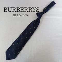 バーバリー Burberrys OF LONDON ネクタイ 小ドット 紺 レギュラータイ 絹100% 格子織柄 黄 総柄 ビジネス スーツ ケ567