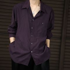 oversized deep purple peach suede l/s shirt 90s 00s ピーチスエード とろみ オーバーサイズ 長袖シャツ スクエアカット 紫 퍼플 XL