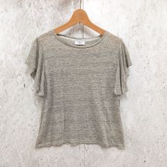 ROPE PICNIC ロペピクニック Tシャツ カットソー フリル袖 半袖 フレンチリネン カジュアル フェミニン グレー 38サイズ ◎_□〇