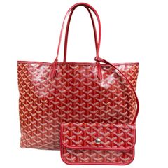 ゴヤール サンルイPM トートバッグ PVCコーティングキャンバス レッド レディース GOYARD 中古 ゴヤール