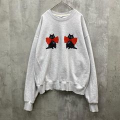 ▽ RONRON ロンロン スウェット トレーナー 黒猫 韓国製 F グレー ◆■ レディース
