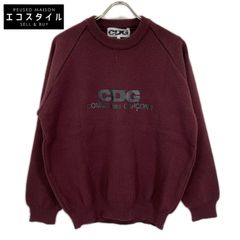 CDG　シーディージー　24AW SN-N009 バーガンディ プリント クルーネックニットトップス　XXL