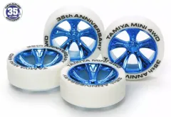 【中古】プラモデル ミニ四駆35周年記念 ホワイトタイヤ＆ブルーメッキAスポークホイール 「ミニ四駆グレードアップパーツシリーズ」 [95099]
