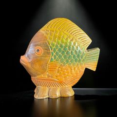 木彫 熱帯魚 グラデーション 一刀彫 魚 置物 木工芸 インテリア オブジェ 彫刻 骨董品 アンティーク