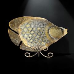 金属工芸 キャンドルホルダー 銅製 熱帯魚 蝋燭台 魚 灯火台 置物 インテリア オブジェ 骨董品 アンティーク