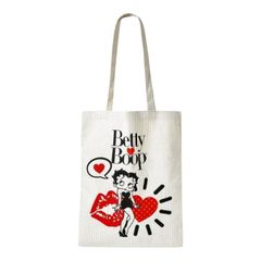Betty Boop ベティちゃん トートバッグ コーデュロイ ホワイト ベティブープ 縦型トートバッグ 肩掛けバッグ ショルダーバッグ 手提げバッグ 可愛い アメコミ キャラクター 레트로 ギフト プレゼント 海外製品