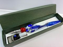 ◆ガラスペン 文房具 ペン ガラス インク 青色 ブルー