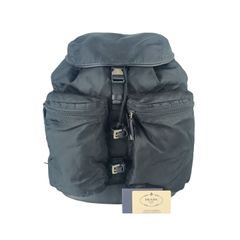 PRADA プラダ リュックサック バックパック V163 ブラック系 ナイロン メンズ シルバー金具 美品