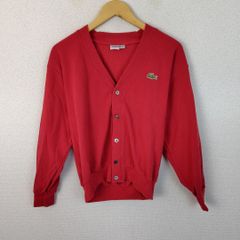 CHEMISE LACOSTE シュミーズラコステ ニット カーディガン Vネック コットン100% レッド 3 古着 レトロ