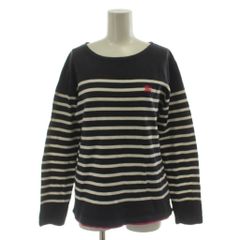バーバリーブラックレーベル BURBERRY BLACK LABEL カットソー 長袖 ボーダー柄 ラウンドネック 2 紺 白 D1P09-808-29 GG ■GY09