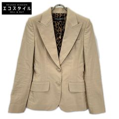 DOLCE&GABBANA　ドルチェアンドガッバーナ　F29P1T FUFFO ベージュ ピークドラペル レオパードライニング サイドベンツ テーラードジャケット　36