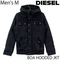 【USED／メンズM】DIESEL パフジャケット ボアフーディ コーデュロイ切替 ブラック
