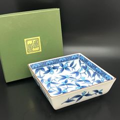 庫山窯 前畑陶器 青花りんどう 角中鉢