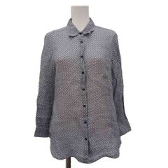 マックスマーラ ウィークエンドライン MAX MARA WEEKEND LINE シャツ ブラウス 長袖 総柄 40 紺 ネイビー 白 ホワイト 511111816 /HN