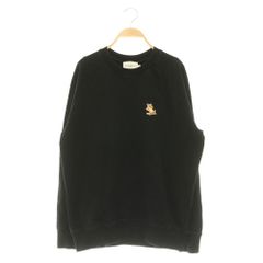 メゾンキツネ MAISON KITSUNE スウェット トレーナー 長袖 クルーネック ワッペン M ブラック MY ■OS ■ECD010