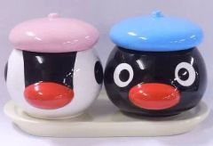 중고 食器その他 キャラクター ピングー＆ピンガ トレイ付ミニポット 「ミスタードーナツ ピングーの冬陶器」ポイント交換景品