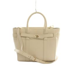 マルベリー Mulberry ミニ ジップド ベイズウォーター 2WAY ハンドバッグ ショルダーバッグ レザー オフホワイト /MI ■OS