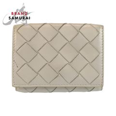 美品 BOTTEGAVENETA ボッテガヴェネタ イントレチャート ホワイト シルバー金具 S022234 折り財布 コンパクトウォレット レディース 601773【中古】