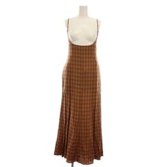 マメクロゴウチ Mame Kurogouchi 23SS Linen Mix Ombre Check Camisole Dress リネン ミックス オンブレチェック キャミソール ドレス ワンピース ロング 2 茶色 ブラウン MM23SS-DR006
