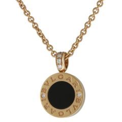 ブルガリ ブルガリブルガリ ネックレス 18金 K18ピンクゴールド オニキス ユニセックス BVLGARI 中古 ブルガリ