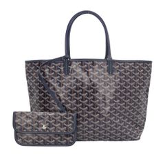 ゴヤール サンルイPM トートバッグ PVCコーティングキャンバス ネイビー ユニセックス GOYARD 中古 ゴヤール