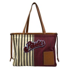 LOEWE(ロエベ) トートバッグ クッショントート ブラウン×アイボリー×マルチ パウラズイビザ レザー