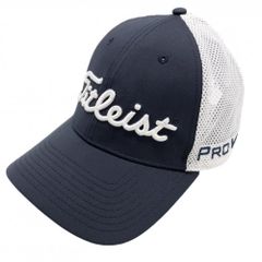 상태좋음 타이틀리스트 ×フットジョイ メッシュキャップ ネイビー×白 立体ロゴ刺しゅう フリー 57-59㎝ ゴルフウェア TITLEIST