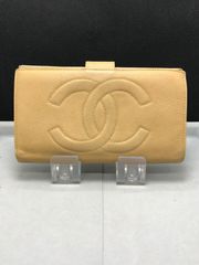 CHANEL シャネル 長財布 ココマーク キャビアスキン ベージュ系 3704