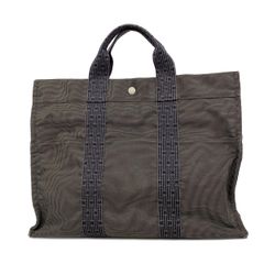 6kd3633 エルメス トートバッグ エールラインMM ナイロン グレー シルバー金具 중고 レディース