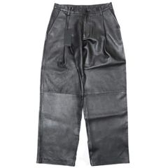 新品 ZARA ザラ ストレートフィットレザーパンツ 5388/485/800 EU40 BLACK 1プリーツ カウレザー ボトムス g28399