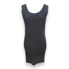 プリーツプリーズ PLEATS PLEASE イッセイミヤケ ISSEY MIYAKE セットアップ ノースリーブ チュニック カットソー ロングパンツ 紺系 ネイビー 日本製 スリット 無地