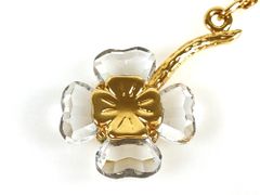 HD　スワロフスキー　SWAROVSKI 　クローバー　クリスタル　ネックレス　ペンダント　クリア×ゴールドカラー　送料無料