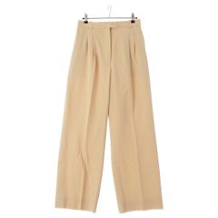 エルメス ゴルチエ期 ウール シルク ライニング 総裏 ハンドステッチ スラックス パンツ ボトムス ベージュ 38【中古】