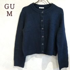 GU パフニットクルーネックカーディガン ネイビー Mサイズ ジーユー レディース トップス ニット カーディガン ショート丈 紺 長袖 丸丸首 カジュアル きれいめ 秋服 冬服 古着 メルカリショップス 배송비 무료