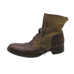 BUTTERO ブッテロ ブーツ ショートブーツ レザー キャンバス切替 シューズ イタリア製 靴 ブラウン 42 26.5cm メンズ 【中古】