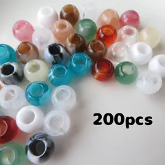 A363【ビーズ】約300個入り 大穴ビーズ クリア プラスチック アクリル キッズアクセサリー 秋色 パラコード