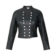 j23 ALAIA PARIS アライア ヴィンテージ レザージャケット ナポレオンジャケット 38 グリーン系 レザー フランス製u02t