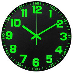 掛け時計 夜光 壁掛け時計 木製 静音 連続秒針 非電波 蓄光発光 3D大文字 読みやすい 直径30cm メーカー延長保証2年対象 夜でも見える蓄光, 静音連続秒針, 大きな数字表示, 木製フレーム, 分単位の目盛り付き 国内発送