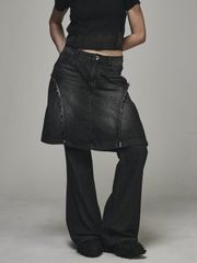 新品未使用【BLR BLUER】RAW-CUT DENIM SKIRT PANTS