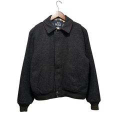 Woolrich 16030 Wool Bomber Jacket M Made in USA Charcoal Grey / ウールリッチ ウール ボンバージャケット チェックライニング USA製