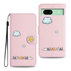 対応 Google Pixel 8a 手帳型ケース 猫柄 かわいい カード収納 マグネット付き スマホカバー - ピンク 0
