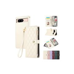 Rosbtib 用の Google Pixel 8 ケース 手帳型 財布型 カバー グーグルピクセル8 ケース 手帳型 ファスナー型 小銭入れ 携帯カバー カード収納 pixel8 スマホケース エレガント チェック柄 刺繍 高級PUレザー 肌触り良い g 0