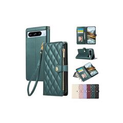 Rosbtib 用の Google Pixel 8 Pro ケース 手帳型 財布型 カバー グーグルピクセル8プロ ケース ファスナー型 小銭入れ 携帯カバー カード収納 Google Pixel8 Pro スマホケース エレガント チェック柄 刺繍 高級 0