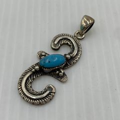 중고 상품 NAVAJO 나바호족 STERLING SILVER TURQUOISE FEATHER 스털링 실버 터키석 깃털 액세서리 펜던트 탑 191-261023-ko-15-teih